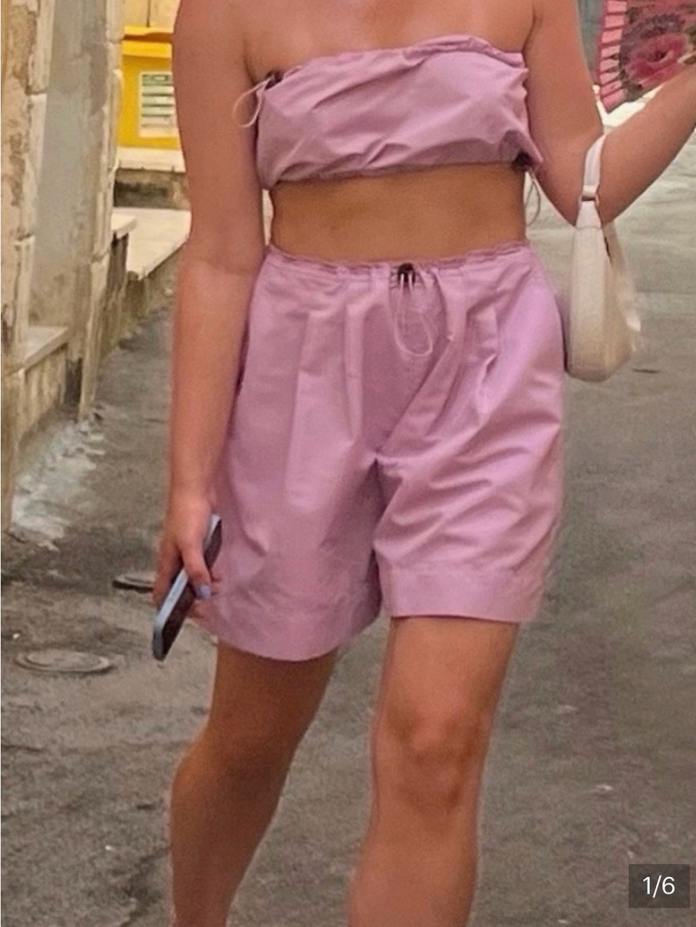 STAUD Lavender Drawstring Bermuda Shorts